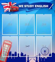 Стенд "Изучаем английский", 0,8x0,9 м, 6 карманов А4