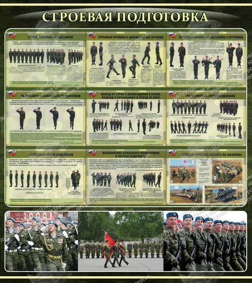 Стенд "Строевая подготовка"  (0,8х0,9 м, Премиум)