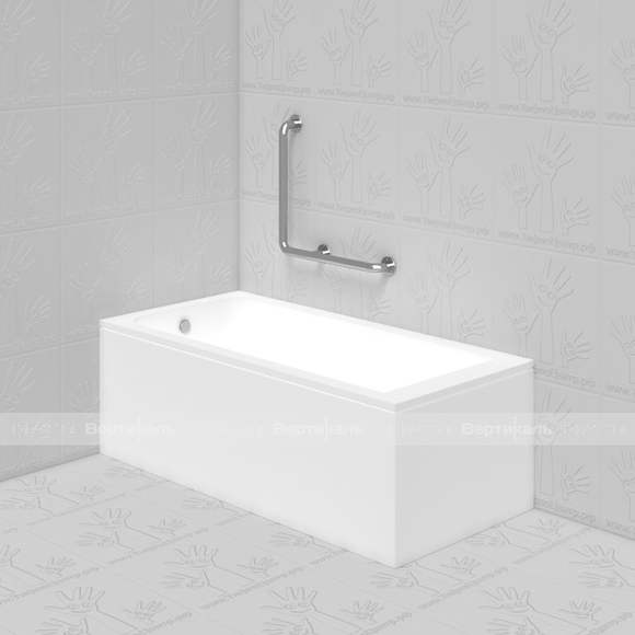 Поручень для ванны, туалета, угловой Г-образный (левый), цвет белый, 600x600мм
