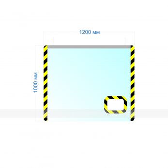 Экран защитный подвесной с окном для защиты работника и клиента, ПЭТ, 1000х1200 мм