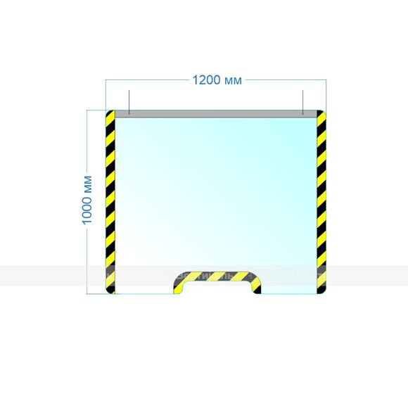 Экран защитный подвесной с окном для передачи и защиты лица кассира, продавца, ПЭТ, 1200х1000 мм