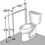 Поручень для туалетной комнаты ПС-1-П3-С0-D32, 600х190х850 мм