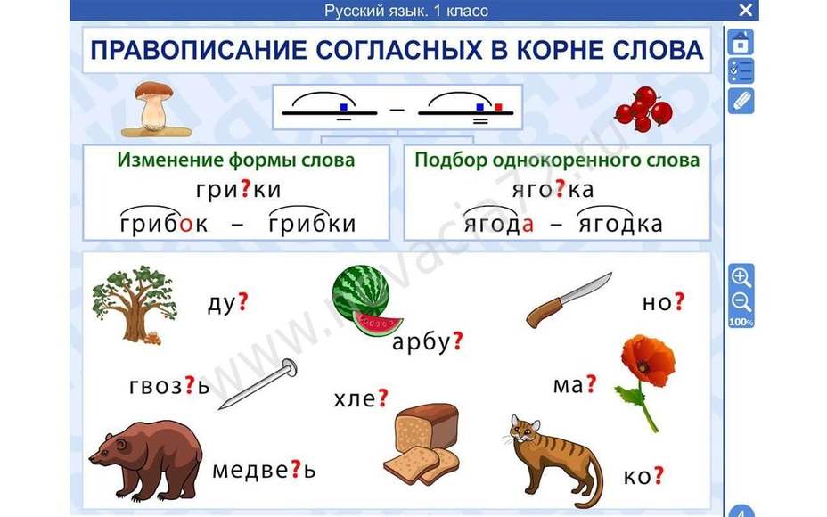 Электронные плакаты и тесты. Русский язык. 1 класс.