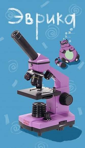 Микроскоп школьный Эврика 40х-400х в кейсе (аметист), Микромед
