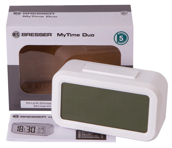 Часы настольные Bresser MyTime Duo LCD, белые