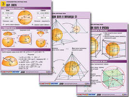 Комплект таблиц по геометрии "Стереометрия. Круглые тела" (10 табл., А1, лам.)