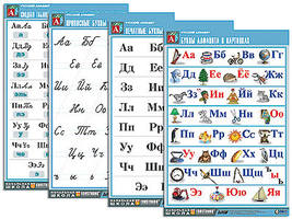 Комплект таблиц "Русский алфавит" (4 табл., формат А1, матовое ламинир.)