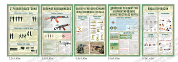 Комплект стендов "Военная подготовка" (0,9х1,45 м - 5 шт, Премиум)