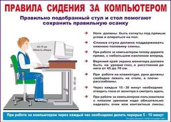 Плакат Правила сидения за компьютером А2 (картон). Мин.партия 10 шт.