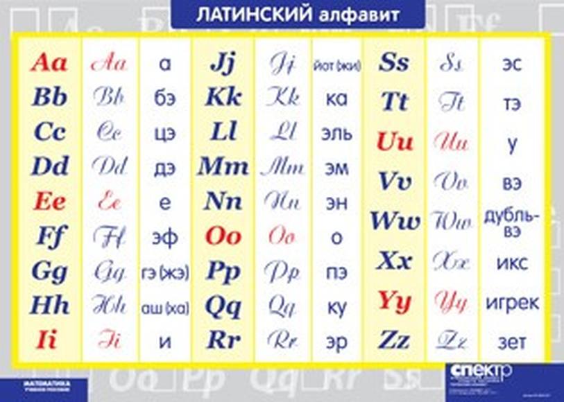Таблица Латинский алфавит (винил) 100х140см.