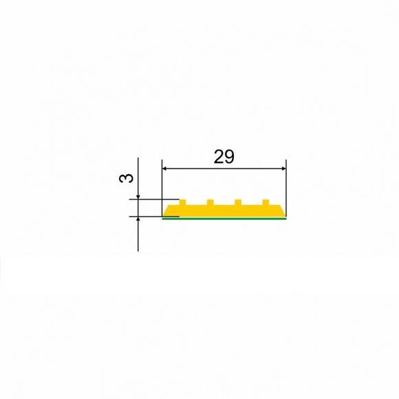 Лента тактильная, направляющая, ВхШхГ 3х29х1000, материал - ПУ, черного цвета, самоклеящаяся