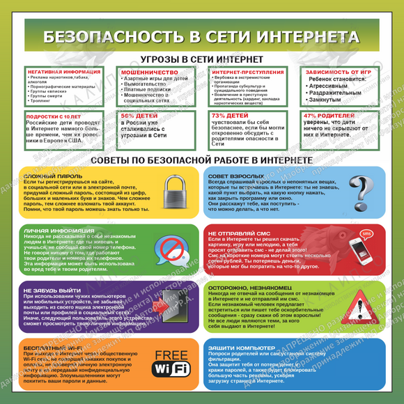 Стенд "Безопасность в сети интернета" (1х1 м, Премиум)