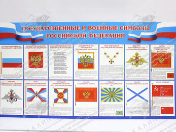 Стенд "Государственные и военные символы РФ" (1,5х0,8 м, Премиум)