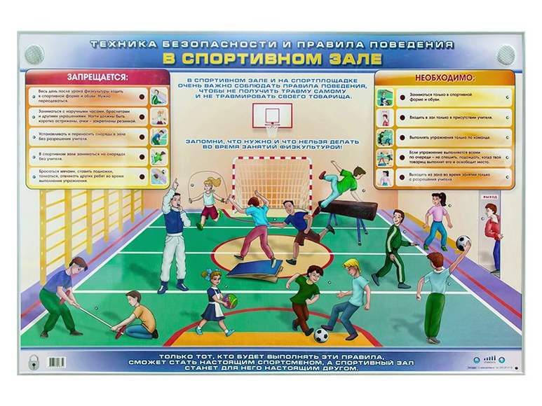 Электрифицированный стенд «Техника безопасности и правила поведения в спортивном  зале»