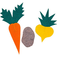 Набор "Счетный материал" №1, ковролин. Состоит из морковь, репа, картошка по 10 шт.
