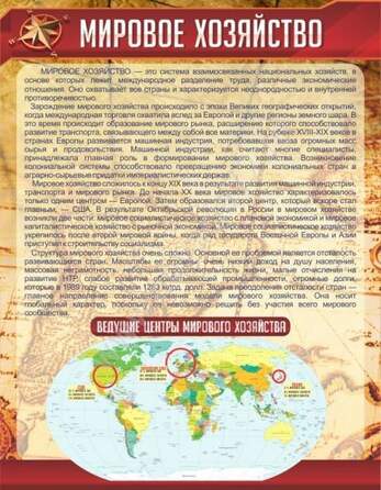 Стенд для кабинета географии "Мировое хозяйство", 0,7x0,9 м, без карманов