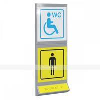 Пиктограмма тактильная, модульная "Мужской общественный туалет с кабиной доступной для инвалидов на