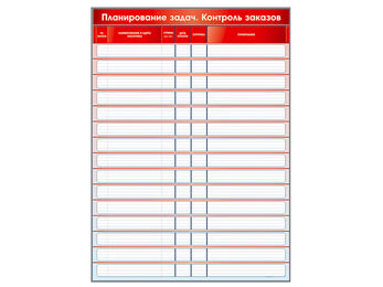 Доска информационная магнитно-маркерная "Планирование задач. Контроль заказов" + комплект магнитных 