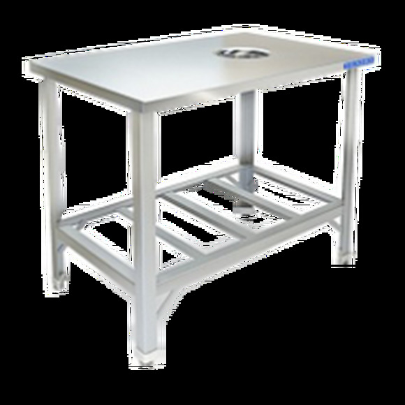 Стол для сбора отходов СПС-811/900Л/П, 900*600*850, разборный из крашенного металла, отверстие d180м