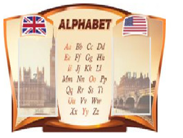 "Английский алфавит", резной стенд, 0,95х0,5 м, 2 кармана А4