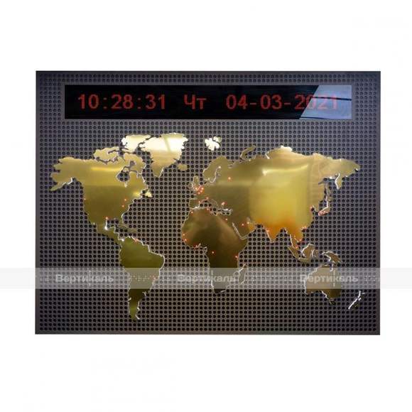 Карта мира, тактильно-контрастная, с визуальным табло, 1570х1206х60 мм