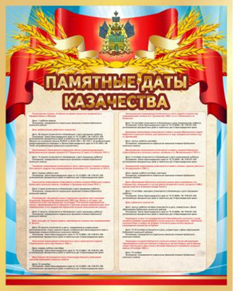 Стенд "Памятные даты казачества", 0,8х1 м, без карманов