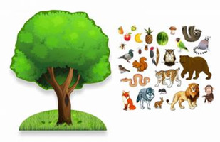 Дерево и животные, магнитный резной стенд, 1x1,2 м, без карманов