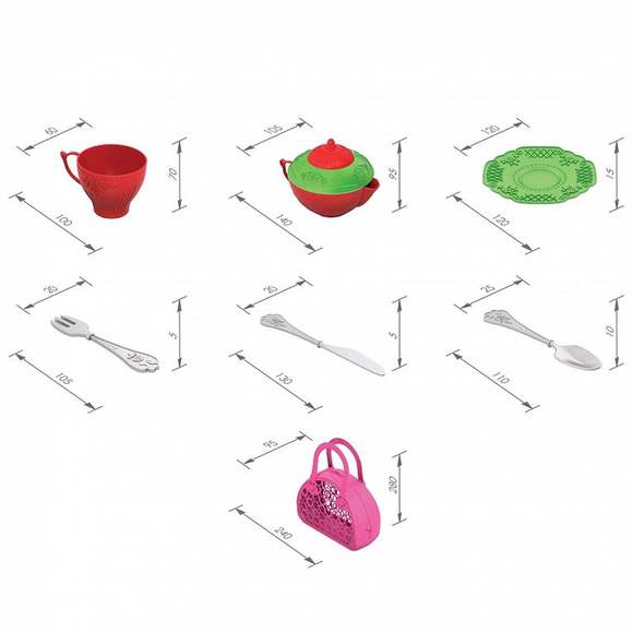 Набор посуды "Чайный сервиз "Волшебная Хозяюшка" (22 предмета в сумке-корзинке)