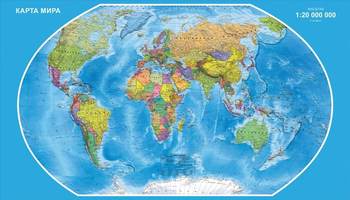 Стенд для кабинета географии "Карта мира", 1,4x0,8 м, без карманов