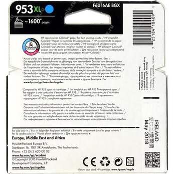 Картридж HP 953XL, голубой [f6u16ae]